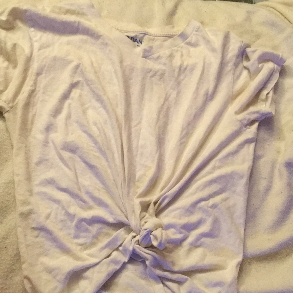 white knotted shirt